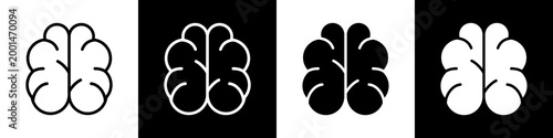Brain black and white icon design concept