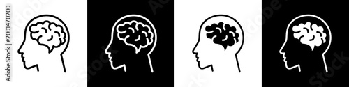 Mindset  black and white icon design concept