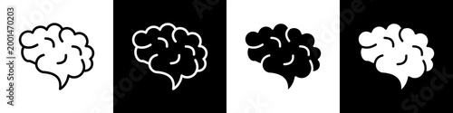 Brain black and white icon design concept