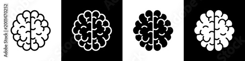Brain black and white icon design concept