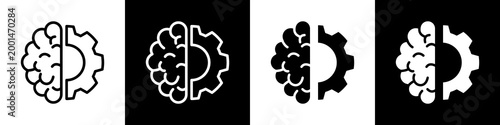 Brain black and white icon design concept