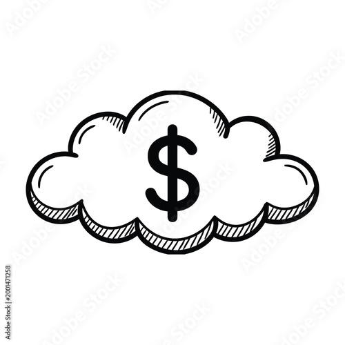 Cloud with dollar sign symbolizing financial growth or money concept