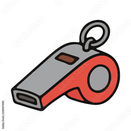 Red and Grey Referee Whistle Illustration