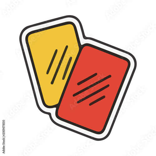 Red and Yellow Soccer Penalty Cards Cartoon Illustration