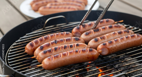 grilled sausages cooking on barbecue grill on transparent background high quality professional