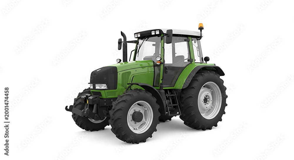 Fototapeta premium tractor in green and black on transparent background high quality professional detailed