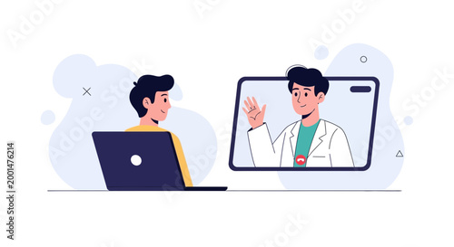 Online Doctor Consultation: Patient Video Calls Doctor on Laptop for Telemedicine
