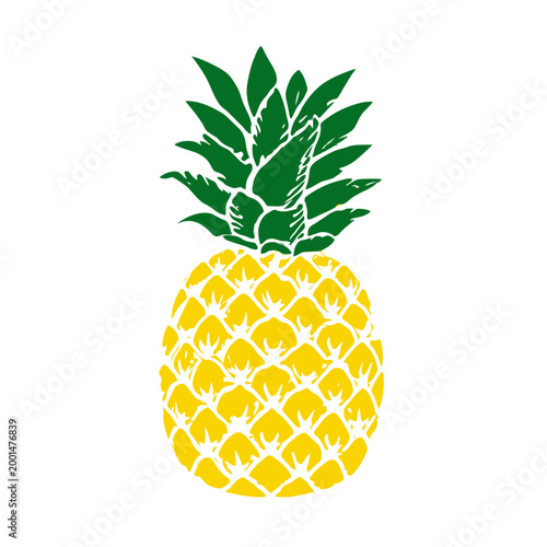 Minimalist vector graphic of a ripe tropical pineapple