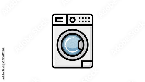 Modern washing machine icon with control panel and door handle Vector