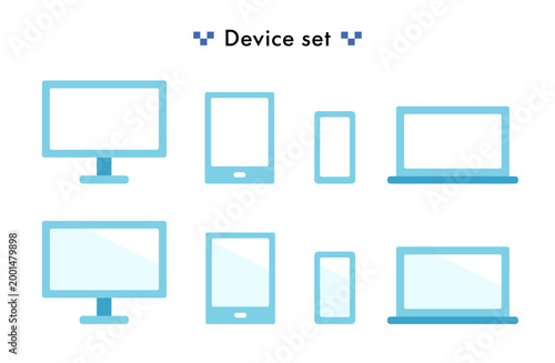 デバイスのイラストセット　パソコン・タブレット・スマホ・ノートパソコン