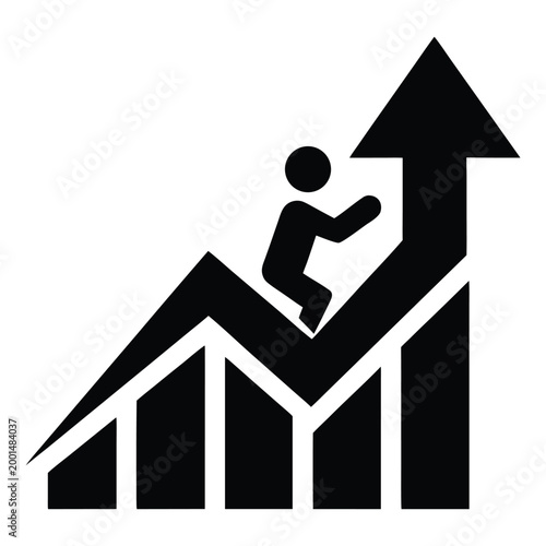Person Striving for Success and Growth Climbing Upward Trend Arrow
