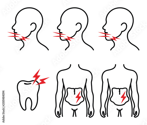 Toothache and Body Pain Vector Illustration