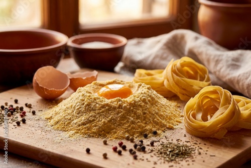 Rustic Artisanal Pasta Making with Warm Golden Lighting