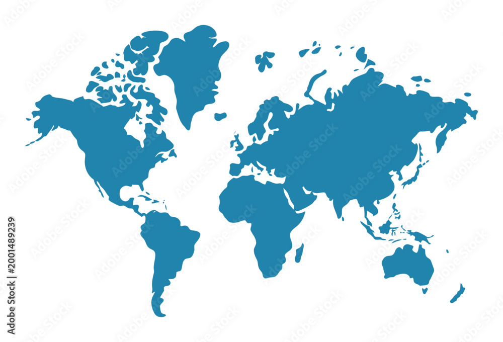 Fototapeta premium Blue World Map Vector Illustration