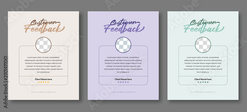 Customer Feedback Social Media Post Template Vector, Minimal Testimonial Card with Profile Avatar, Star Rating and Elegant Clean Layout