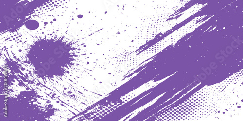 Dynamic brushstrokes in vibrant shades of purple merge on a clean surface, creating an energetic design. Capturing abstract patterns, the image suggests action and creativity.