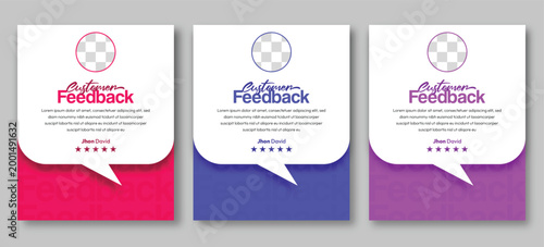 Customer Feedback Social Media Post, Speech Bubble Poster Vector, Modern Testimonial Template with Gradient Background and Clean Layout