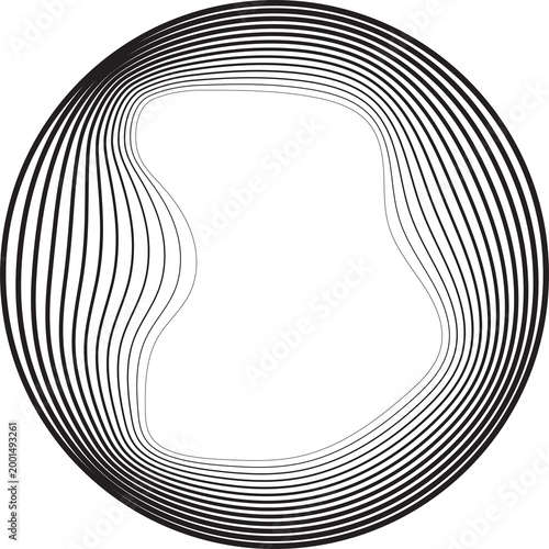 Circle line gradient blend to organic shape. Technology concept