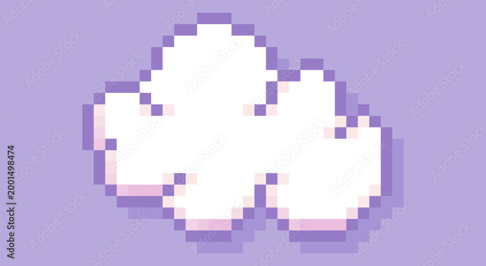 Fototapeta premium Kawaii white pixel game art cloud.
