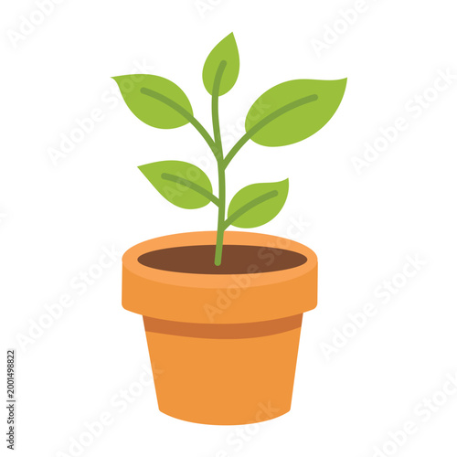 Small green sprout in terracotta pot illustration
