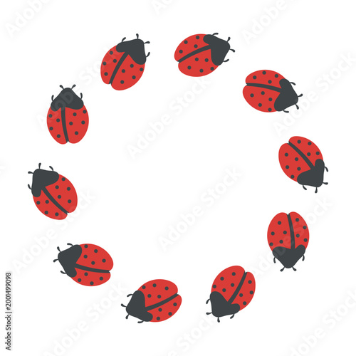 Circular ladybug beetle wreath spring icon