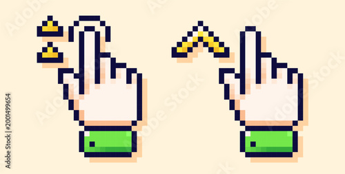 Swipe up pixel art gestures with different arrows.