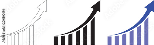 growth chart arrows in white black and blue colors high quality