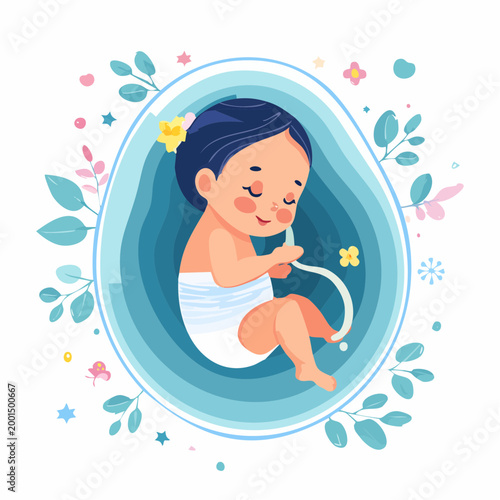 Illustration of a Fetus in the Womb