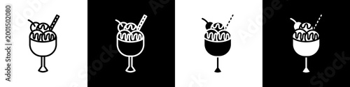 Ice Cream black and white icon design concept