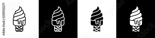 Ice Cream black and white icon design concept