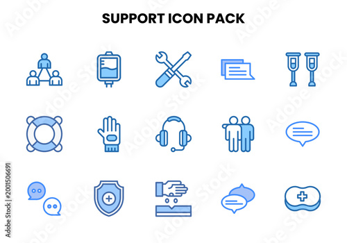 Support Two Colour Bundle Icons Pack