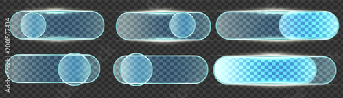 Tableau sur toile Futuristic transparent interface featuring sleek buttons, fluid shapes, and neo