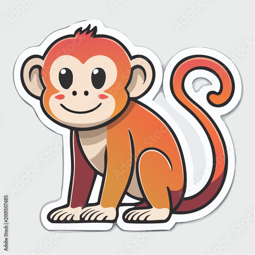 Cute cartoon monkey sticker