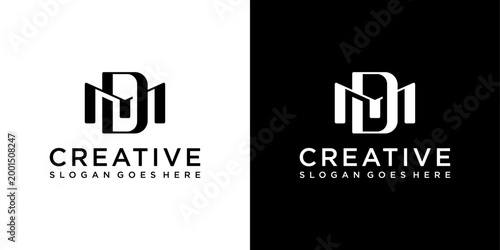MD or DM initial letter logo design vector concept