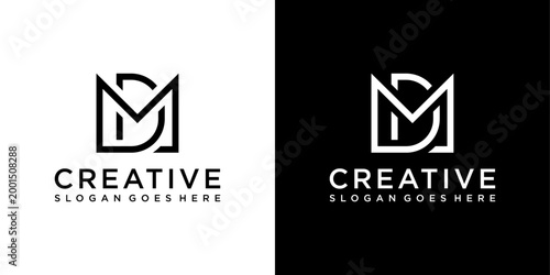 MD or DM initial letter logo design vector concept