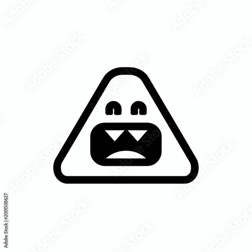 Warning Triangle Symbol with Angry Face.