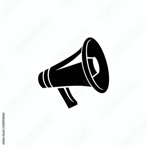 Black Megaphone Icon on White Background.