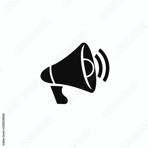 Black Megaphone Icon Making Loud Noise.