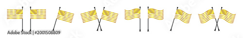 Golden USA Flag Icon Collection Luxury Metallic American Flags with Crossed and Paired Flagpoles.