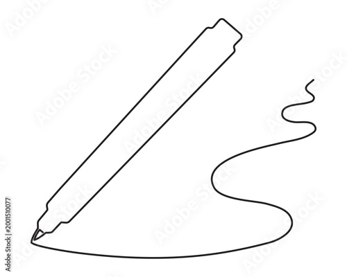 
Marker drawing abstract line writing pencil curved scribble shape, hand drawn continuous contour outline drawing. Editable stroke. Isolated. Vector illustration