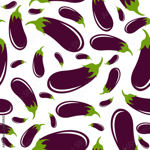 purple eggplants seamless pattern vector illustration. Ripe eggplant on a color background