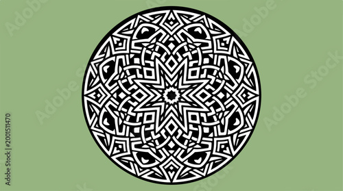 Intricate Celtic Mandala Design with Eight Pointed Star Pattern.