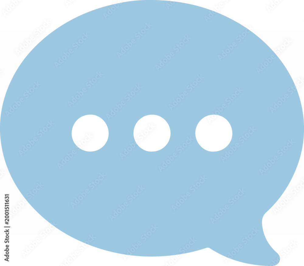 Obraz premium Light blue speech bubble icon with three dots.