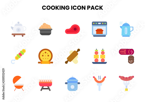Cooking Flat Set Icons Pack