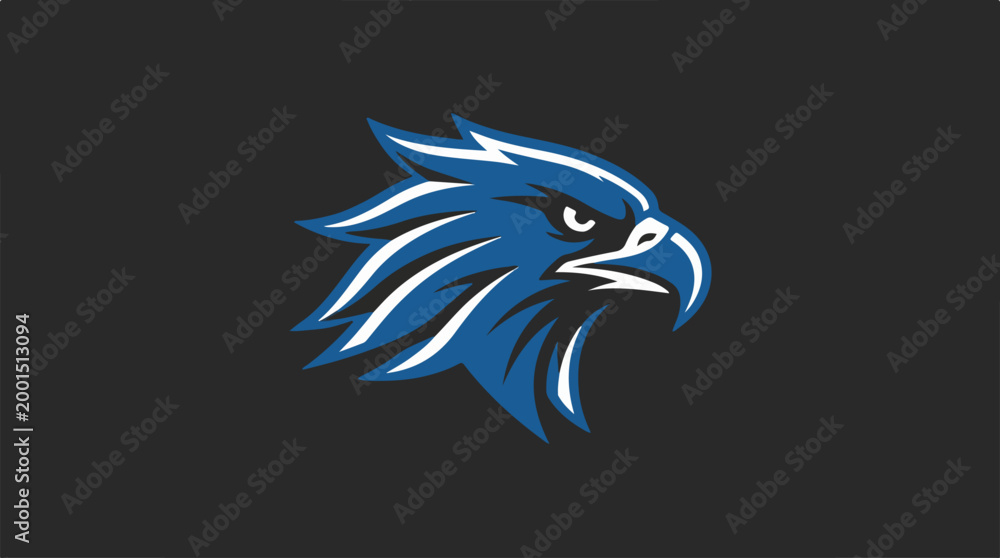 Fototapeta premium Stylized blue eagle head mascot logo design.