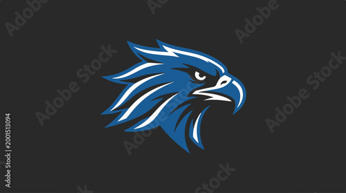 Stylized blue eagle head mascot logo design.