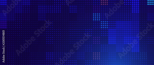 Futuristic Pixel Wave Pattern Background with Abstract Tech Square Mosaic Elements. Digital Presentations, Research Visualizations or AI-Themed Reports Backdrop Concept. Vector.