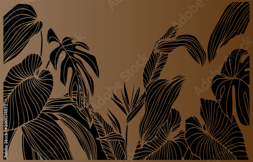 Seamless pattern background of lush green monstera deliciosa leaves. Design for fabric, print, cover, banner, decoration, wallpaper. 