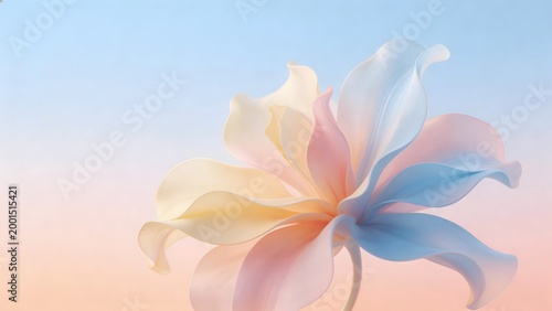 Colorful abstract flower against gradient sky