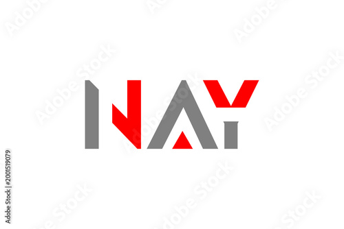 Obraz na plátně NAY Monogram: Sharp Geometric Red & Grey Typeface for Next-Gen Tech and Creative